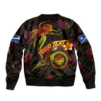 Marshall Islands Sleeve Zip Bomber Jacket Octopus Plumeria Polynesian Tattoo DT02 - Polynesian Pride