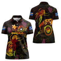 Marshall Islands Women Polo Shirt Octopus Plumeria Polynesian Tattoo