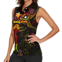 Marshall Islands Women Sleeveless Polo Shirt Octopus Plumeria Polynesian Tattoo