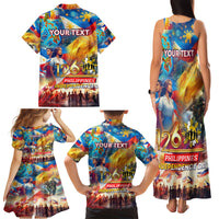 Custom The Philippines 126th Independence Anniversary Family Matching Tank Maxi Dress and Hawaiian Shirt Art Style