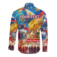 Custom The Philippines 126th Independence Anniversary Long Sleeve Button Shirt Art Style