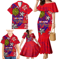 Personalized Philippines 12 June Independence Day Family Matching Mermaid Dress and Hawaiian Shirt Polynesian Turtle Plumeria