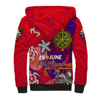 Personalized Philippines 12 June Independence Day Sherpa Hoodie Polynesian Turtle Plumeria DT02 - Polynesian Pride