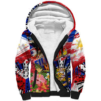 Personalized Philippines Independence Day Sherpa Hoodie Polynesia Filipinas Eagle Hibiscus