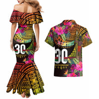 Personalised Vanuatu Independence Day 30 July Couples Matching Mermaid Dress and Hawaiian Shirt Hibiscus Polynesian Pattern DT02 - Polynesian Pride