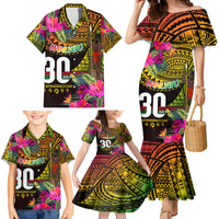 Personalised Vanuatu Independence Day 30 July Family Matching Mermaid Dress and Hawaiian Shirt Hibiscus Polynesian Pattern