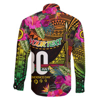 Personalised Vanuatu Independence Day 30 July Family Matching Short Sleeve Bodycon Dress and Hawaiian Shirt Hibiscus Polynesian Pattern