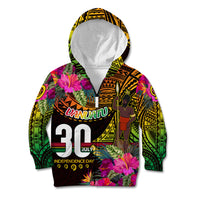 Personalised Vanuatu Independence Day 30 July Kid Hoodie Hibiscus Polynesian Pattern