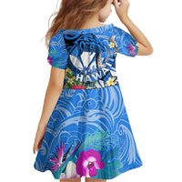 Aloha Hawaii Family Matching Short Sleeve Bodycon Dress and Hawaiian Shirt Dolphins and Fish Hook Hibiscus