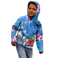 Aloha Hawaii Kid Hoodie Dolphins and Fish Hook Hibiscus