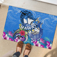 Aloha Hawaii Rubber Doormat Dolphins and Fish Hook Hibiscus