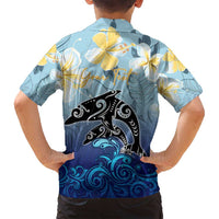 Mother And Baby Dolphins Family Matching Tank Maxi Dress and Hawaiian Shirt Hawaii Hibiscus
