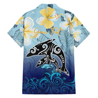 Mother And Baby Dolphins Family Matching Tank Maxi Dress and Hawaiian Shirt Hawaii Hibiscus