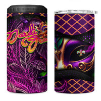 Happy Mardi Gras 4 in 1 Can Cooler Tumbler Mask Feather Colorfull