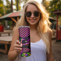 Happy Mardi Gras Skinny Tumbler Mask Feather Colorfull