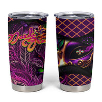 Happy Mardi Gras Tumbler Cup Mask Feather Colorfull