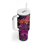 Happy Mardi Gras Tumbler With Handle Mask Feather Colorfull
