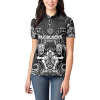 Personalized All Black Women Polo Shirt New Zealand Rugby Mascot Maori