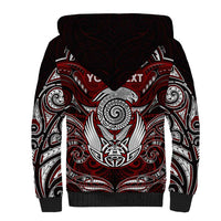 Personalized New Zealand Aotearoa Rugby Sherpa Hoodie Maori Fern Tattoo Art