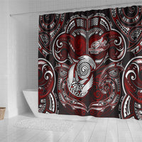 New Zealand Aotearoa Rugby Shower Curtain Maori Fern Tattoo Art