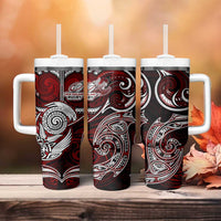 New Zealand Aotearoa Rugby Tumbler With Handle Maori Fern Tattoo Art