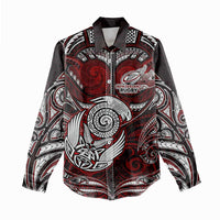 Personalized New Zealand Aotearoa Rugby Women Casual Shirt Maori Fern Tattoo Art