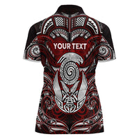Personalized New Zealand Aotearoa Rugby Women Polo Shirt Maori Fern Tattoo Art