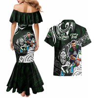Personalized NZ Aotearoa Rugby Couples Matching Mermaid Dress and Hawaiian Shirt New Zealand Silver Fern