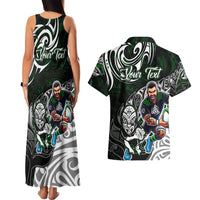 Personalized NZ Aotearoa Rugby Couples Matching Tank Maxi Dress and Hawaiian Shirt New Zealand Silver Fern
