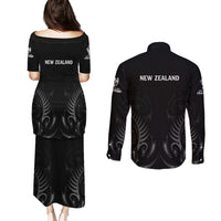 New Zealand Couples Matching Puletasi Dress and Long Sleeve Button Shirt Rugby 2023 Champions Black DT02 - Polynesian Pride
