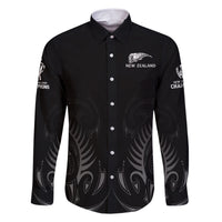 New Zealand Family Matching Short Sleeve Bodycon Dress and Hawaiian Shirt Rugby 2023 Champions Black DT02 Dad's Shirt - Long Sleeve Black - Polynesian Pride
