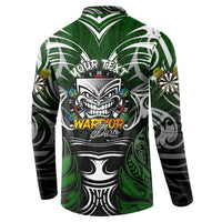 Personalised Warriors Maori Darts Button Sweatshirt New Zealand Darts Silver Fern DT02 - Polynesian Pride