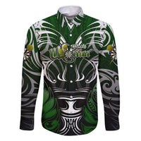 Personalised Warriors Maori Darts Family Matching Long Sleeve Bodycon Dress and Hawaiian Shirt New Zealand Darts Silver Fern
