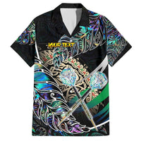 Personalised New Zealand Darts Family Matching Short Sleeve Bodycon Dress and Hawaiian Shirt NZ Paua Shell Maori Fern