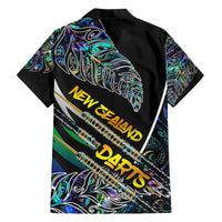 Personalised New Zealand Darts Family Matching Short Sleeve Bodycon Dress and Hawaiian Shirt NZ Paua Shell Maori Fern