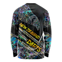 Personalised New Zealand Darts Long Sleeve Shirt NZ Paua Shell Maori Fern DT02 - Polynesian Pride