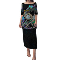 Personalised New Zealand Darts Puletasi NZ Paua Shell Maori Fern