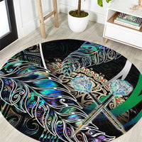 New Zealand Darts Round Carpet NZ Paua Shell Maori Fern