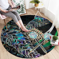 New Zealand Darts Round Carpet NZ Paua Shell Maori Fern