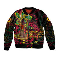 Custom Vanuatu 45th Independence Anniversary Bomber Jacket Flower Melanesian Namele Turtle - Polynesian Pride