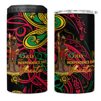 Vanuatu 45th Independence Anniversary 4 in 1 Can Cooler Tumbler Flower Melanesian Namele Turtle - Polynesian Pride