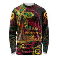 Custom Vanuatu 45th Independence Anniversary Long Sleeve Shirt Flower Melanesian Namele Turtle - Polynesian Pride
