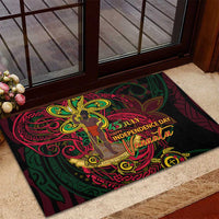 Vanuatu 45th Independence Anniversary Rubber Doormat Flower Melanesian Namele Turtle - Polynesian Pride