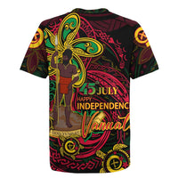 Custom Vanuatu 45th Independence Anniversary Rugby Jersey Flower Melanesian Namele Turtle - Polynesian Pride