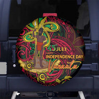 Vanuatu 45th Independence Anniversary Spare Tire Cover Flower Melanesian Namele Turtle - Polynesian Pride