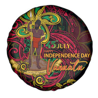 Vanuatu 45th Independence Anniversary Spare Tire Cover Flower Melanesian Namele Turtle - Polynesian Pride