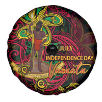 Vanuatu 45th Independence Anniversary Spare Tire Cover Flower Melanesian Namele Turtle - Polynesian Pride