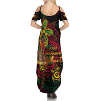 Custom Vanuatu 45th Independence Anniversary Summer Maxi Dress Flower Melanesian Namele Turtle - Polynesian Pride