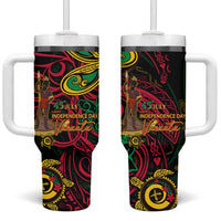 Vanuatu 45th Independence Anniversary Tumbler With Handle Flower Melanesian Namele Turtle - Polynesian Pride