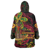 Custom Vanuatu 45th Independence Anniversary Wearable Blanket Hoodie Flower Melanesian Namele Turtle - Polynesian Pride